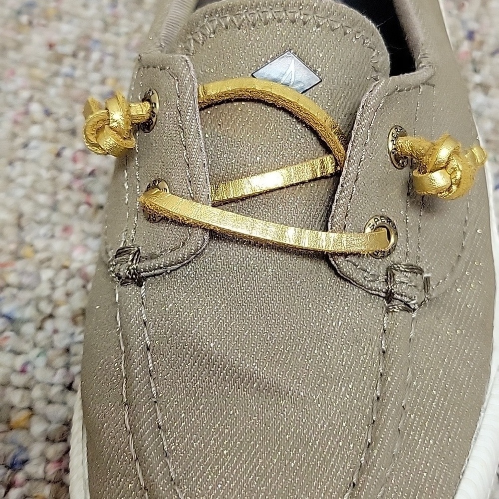 Sperry Cruise 2 Gold Glitter Boat Shoes women's 6.5 Fabric - Picture 7 of 7